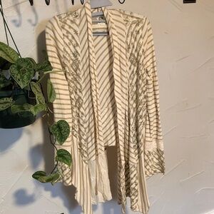 Striped Beige and Green Women's Top